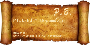 Platzkó Bodomér névjegykártya